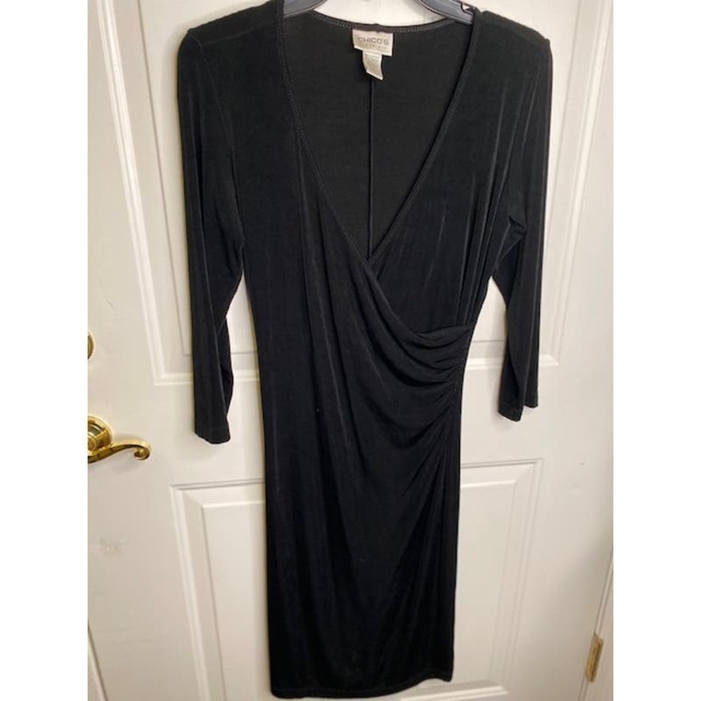 Travelers Chico's Classic Faux Wrap Wrinkle-Resistant‎ Black Dress Chico's 0 (S)